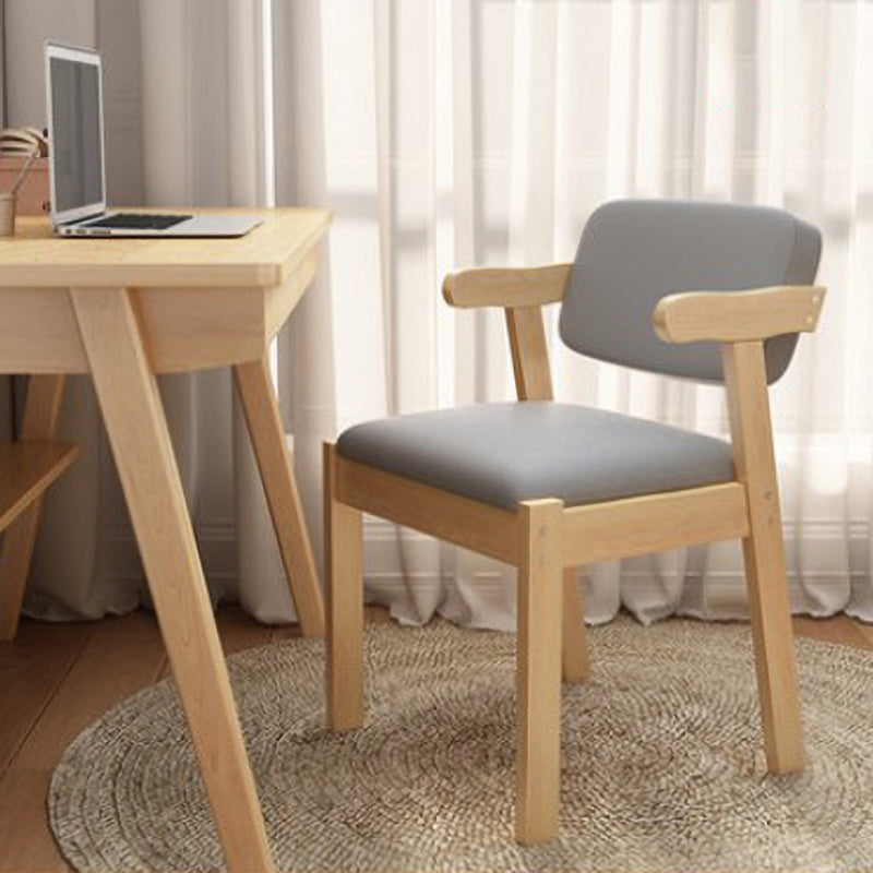 Scandinavian Home Arm Chair Open Back Wood Upholstered Dining Room Chair Grey 1 Piece Natural Wood Clearhalo ' kitchen&dining_furn' 'Dining Chairs' 'Dining Tables & Seating' 'dining_chair' 'furn' 'furn_dining_chair' 'Furniture' 'furniture_dining_chair' 'Kitchen & Dining Furniture' 'kitchen' 3621389