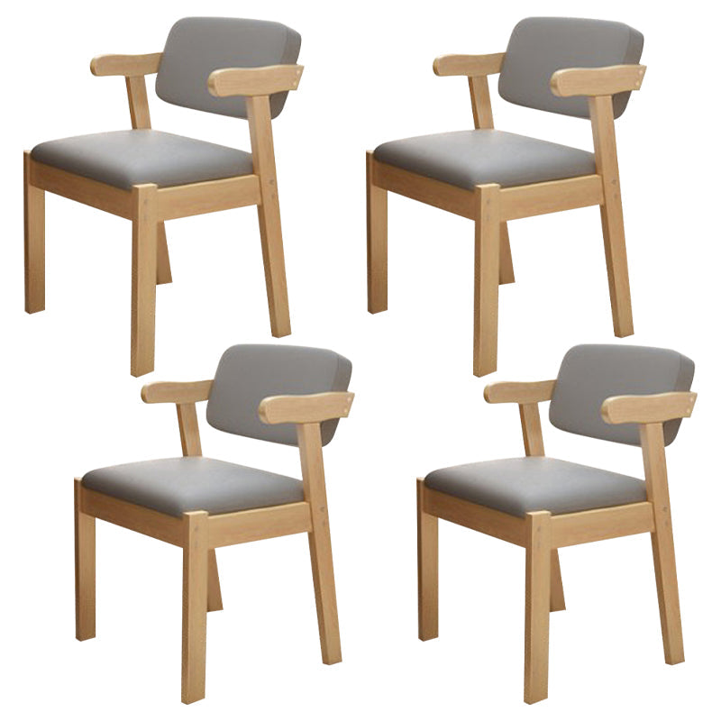 Scandinavian Home Arm Chair Open Back Wood Upholstered Dining Room Chair Grey 4 Piece Set Natural Wood Clearhalo ' kitchen&dining_furn' 'Dining Chairs' 'Dining Tables & Seating' 'dining_chair' 'furn' 'furn_dining_chair' 'Furniture' 'furniture_dining_chair' 'Kitchen & Dining Furniture' 'kitchen' 3621391