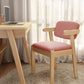 Scandinavian Home Arm Chair Open Back Wood Upholstered Dining Room Chair Pink 1 Piece Natural Wood Clearhalo ' kitchen&dining_furn' 'Dining Chairs' 'Dining Tables & Seating' 'dining_chair' 'furn' 'furn_dining_chair' 'Furniture' 'furniture_dining_chair' 'Kitchen & Dining Furniture' 'kitchen' 3621395