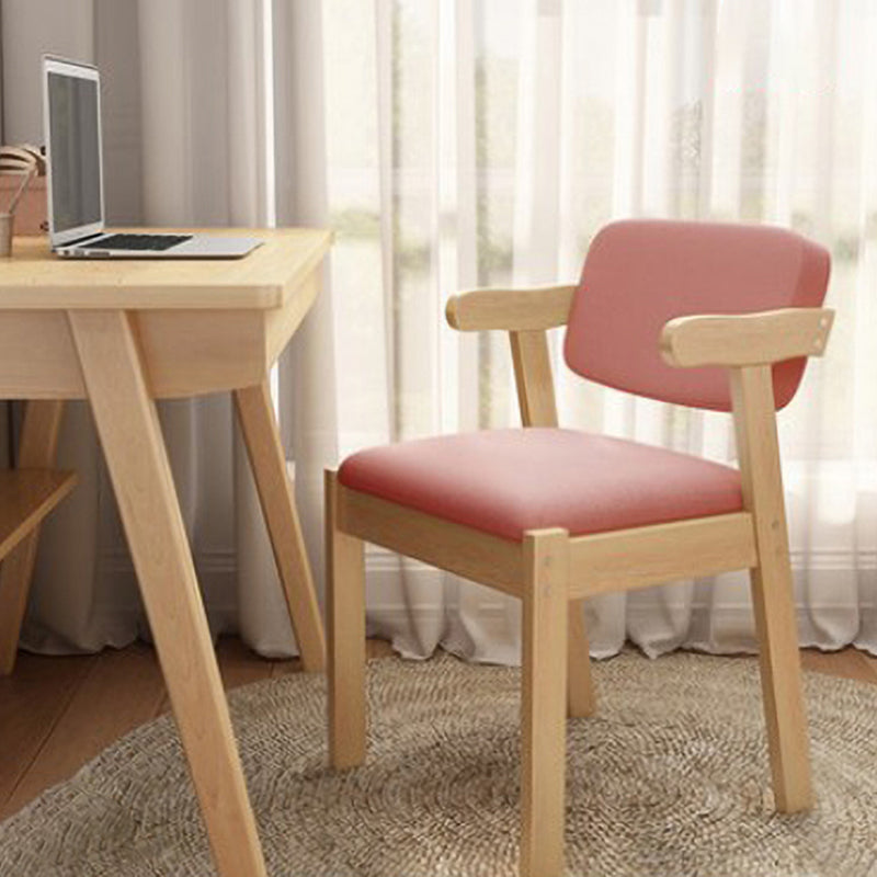 Scandinavian Home Arm Chair Open Back Wood Upholstered Dining Room Chair Pink 1 Piece Natural Wood Clearhalo ' kitchen&dining_furn' 'Dining Chairs' 'Dining Tables & Seating' 'dining_chair' 'furn' 'furn_dining_chair' 'Furniture' 'furniture_dining_chair' 'Kitchen & Dining Furniture' 'kitchen' 3621395