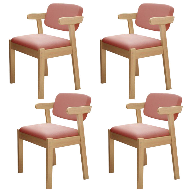 Scandinavian Home Arm Chair Open Back Wood Upholstered Dining Room Chair Pink 4 Piece Set Natural Wood Clearhalo ' kitchen&dining_furn' 'Dining Chairs' 'Dining Tables & Seating' 'dining_chair' 'furn' 'furn_dining_chair' 'Furniture' 'furniture_dining_chair' 'Kitchen & Dining Furniture' 'kitchen' 3621397