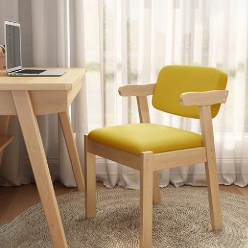 Scandinavian Home Arm Chair Open Back Wood Upholstered Dining Room Chair Yellow 1 Piece Natural Wood Clearhalo ' kitchen&dining_furn' 'Dining Chairs' 'Dining Tables & Seating' 'dining_chair' 'furn' 'furn_dining_chair' 'Furniture' 'furniture_dining_chair' 'Kitchen & Dining Furniture' 'kitchen' 3621398