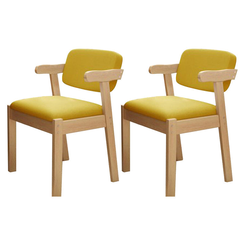 Scandinavian Home Arm Chair Open Back Wood Upholstered Dining Room Chair Yellow 2 Piece Set Natural Wood Clearhalo ' kitchen&dining_furn' 'Dining Chairs' 'Dining Tables & Seating' 'dining_chair' 'furn' 'furn_dining_chair' 'Furniture' 'furniture_dining_chair' 'Kitchen & Dining Furniture' 'kitchen' 3621399
