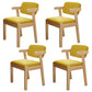 Scandinavian Home Arm Chair Open Back Wood Upholstered Dining Room Chair Yellow 4 Piece Set Natural Wood Clearhalo ' kitchen&dining_furn' 'Dining Chairs' 'Dining Tables & Seating' 'dining_chair' 'furn' 'furn_dining_chair' 'Furniture' 'furniture_dining_chair' 'Kitchen & Dining Furniture' 'kitchen' 3621400