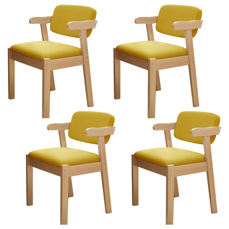 Scandinavian Home Arm Chair Open Back Wood Upholstered Dining Room Chair Yellow 4 Piece Set Natural Wood Clearhalo ' kitchen&dining_furn' 'Dining Chairs' 'Dining Tables & Seating' 'dining_chair' 'furn' 'furn_dining_chair' 'Furniture' 'furniture_dining_chair' 'Kitchen & Dining Furniture' 'kitchen' 3621400