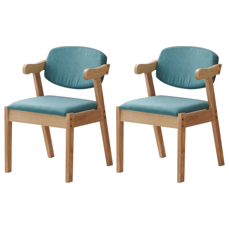 Scandinavian Home Arm Chair Open Back Wood Upholstered Dining Room Chair Blue 2 Piece Set Natural Wood Clearhalo ' kitchen&dining_furn' 'Dining Chairs' 'Dining Tables & Seating' 'dining_chair' 'furn' 'furn_dining_chair' 'Furniture' 'furniture_dining_chair' 'Kitchen & Dining Furniture' 'kitchen' 3621402