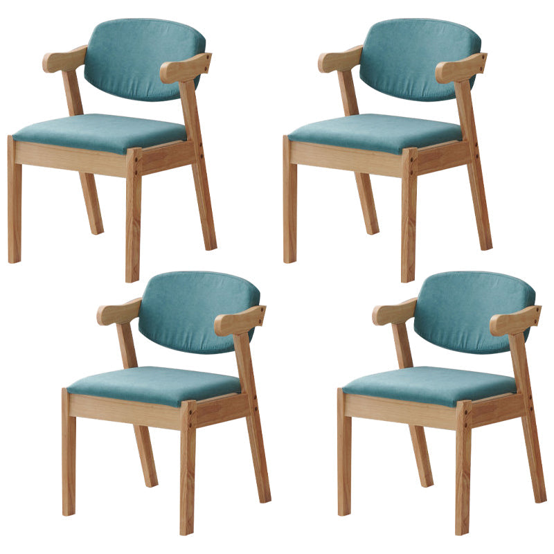 Scandinavian Home Arm Chair Open Back Wood Upholstered Dining Room Chair Blue 4 Piece Set Natural Wood Clearhalo ' kitchen&dining_furn' 'Dining Chairs' 'Dining Tables & Seating' 'dining_chair' 'furn' 'furn_dining_chair' 'Furniture' 'furniture_dining_chair' 'Kitchen & Dining Furniture' 'kitchen' 3621403