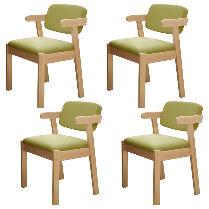Scandinavian Home Arm Chair Open Back Wood Upholstered Dining Room Chair Green 4 Piece Set Natural Wood Clearhalo ' kitchen&dining_furn' 'Dining Chairs' 'Dining Tables & Seating' 'dining_chair' 'furn' 'furn_dining_chair' 'Furniture' 'furniture_dining_chair' 'Kitchen & Dining Furniture' 'kitchen' 3621406