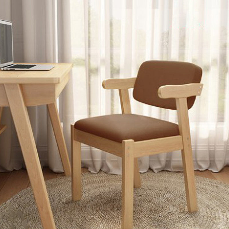 Scandinavian Home Arm Chair Open Back Wood Upholstered Dining Room Chair Coffee 1 Piece Natural Wood Clearhalo ' kitchen&dining_furn' 'Dining Chairs' 'Dining Tables & Seating' 'dining_chair' 'furn' 'furn_dining_chair' 'Furniture' 'furniture_dining_chair' 'Kitchen & Dining Furniture' 'kitchen' 3621407