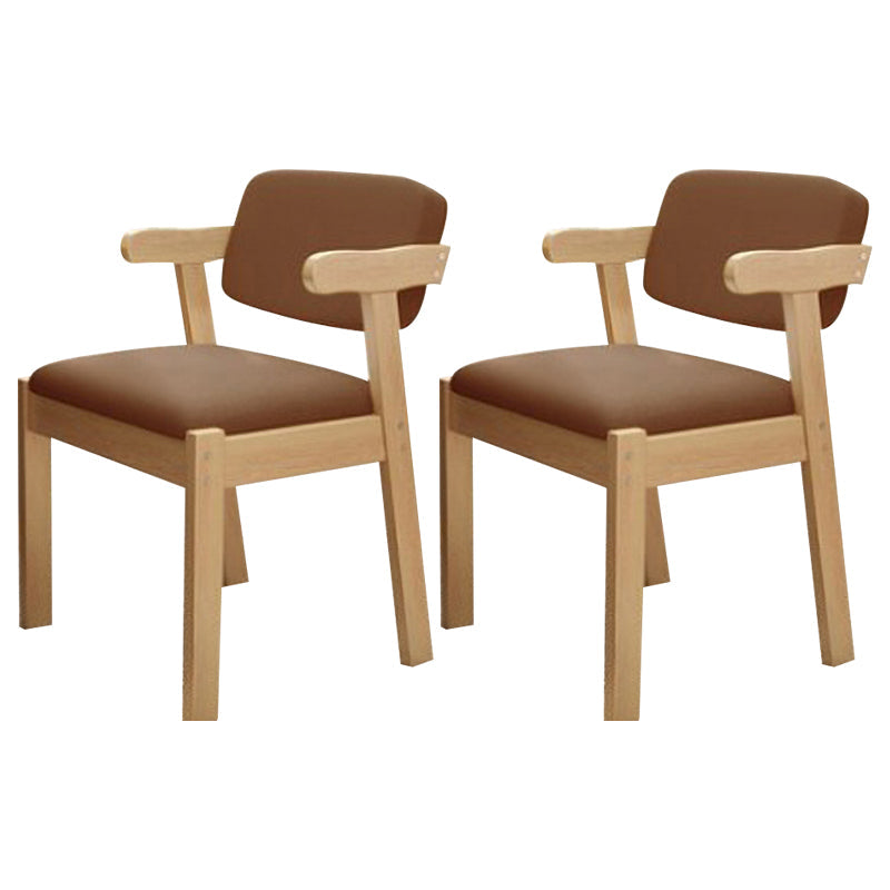 Scandinavian Home Arm Chair Open Back Wood Upholstered Dining Room Chair Coffee 2 Piece Set Natural Wood Clearhalo ' kitchen&dining_furn' 'Dining Chairs' 'Dining Tables & Seating' 'dining_chair' 'furn' 'furn_dining_chair' 'Furniture' 'furniture_dining_chair' 'Kitchen & Dining Furniture' 'kitchen' 3621408