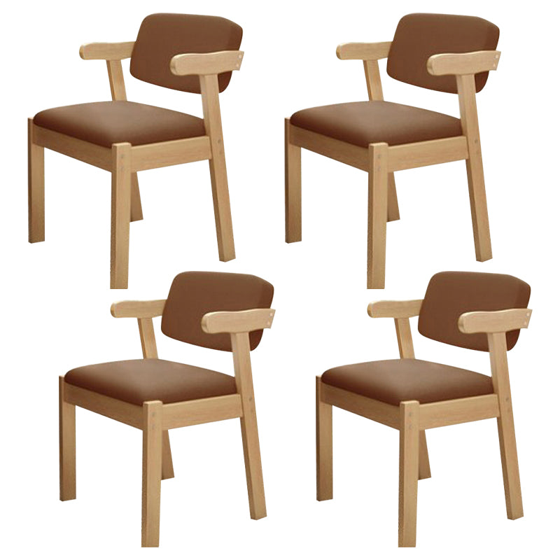 Scandinavian Home Arm Chair Open Back Wood Upholstered Dining Room Chair Coffee 4 Piece Set Natural Wood Clearhalo ' kitchen&dining_furn' 'Dining Chairs' 'Dining Tables & Seating' 'dining_chair' 'furn' 'furn_dining_chair' 'Furniture' 'furniture_dining_chair' 'Kitchen & Dining Furniture' 'kitchen' 3621409