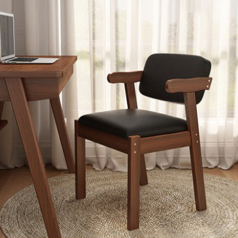 Scandinavian Home Arm Chair Open Back Wood Upholstered Dining Room Chair Black 1 Piece Walnut Clearhalo ' kitchen&dining_furn' 'Dining Chairs' 'Dining Tables & Seating' 'dining_chair' 'furn' 'furn_dining_chair' 'Furniture' 'furniture_dining_chair' 'Kitchen & Dining Furniture' 'kitchen' 3621410