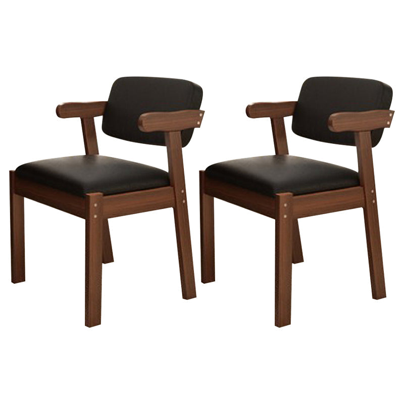 Scandinavian Home Arm Chair Open Back Wood Upholstered Dining Room Chair Black 2 Piece Set Walnut Clearhalo ' kitchen&dining_furn' 'Dining Chairs' 'Dining Tables & Seating' 'dining_chair' 'furn' 'furn_dining_chair' 'Furniture' 'furniture_dining_chair' 'Kitchen & Dining Furniture' 'kitchen' 3621411