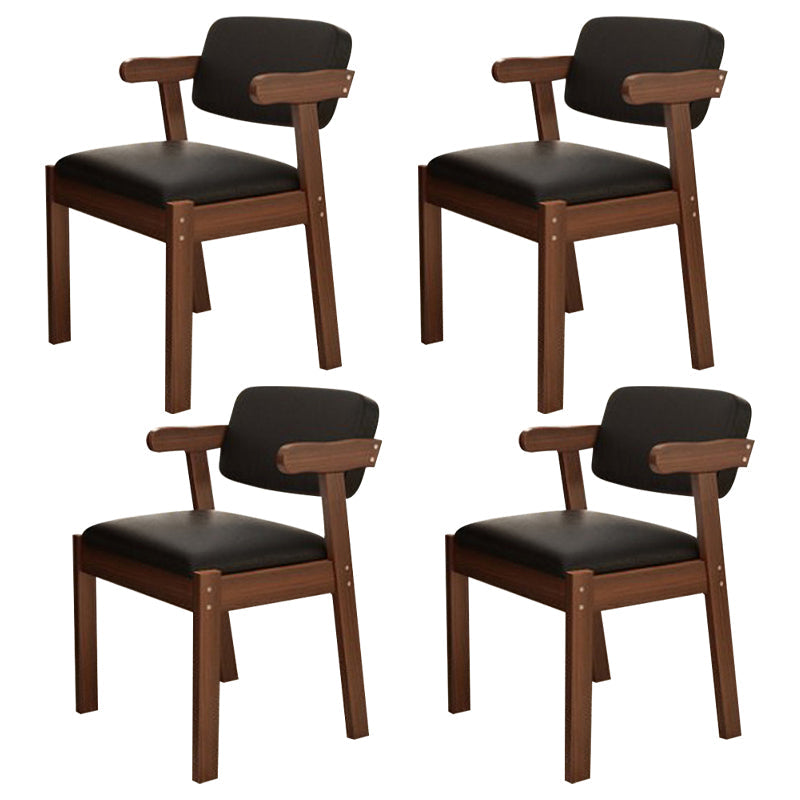 Scandinavian Home Arm Chair Open Back Wood Upholstered Dining Room Chair Black 4 Piece Set Walnut Clearhalo ' kitchen&dining_furn' 'Dining Chairs' 'Dining Tables & Seating' 'dining_chair' 'furn' 'furn_dining_chair' 'Furniture' 'furniture_dining_chair' 'Kitchen & Dining Furniture' 'kitchen' 3621412