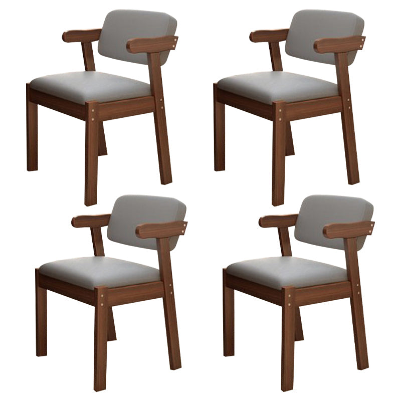 Scandinavian Home Arm Chair Open Back Wood Upholstered Dining Room Chair Grey 4 Piece Set Walnut Clearhalo ' kitchen&dining_furn' 'Dining Chairs' 'Dining Tables & Seating' 'dining_chair' 'furn' 'furn_dining_chair' 'Furniture' 'furniture_dining_chair' 'Kitchen & Dining Furniture' 'kitchen' 3621415