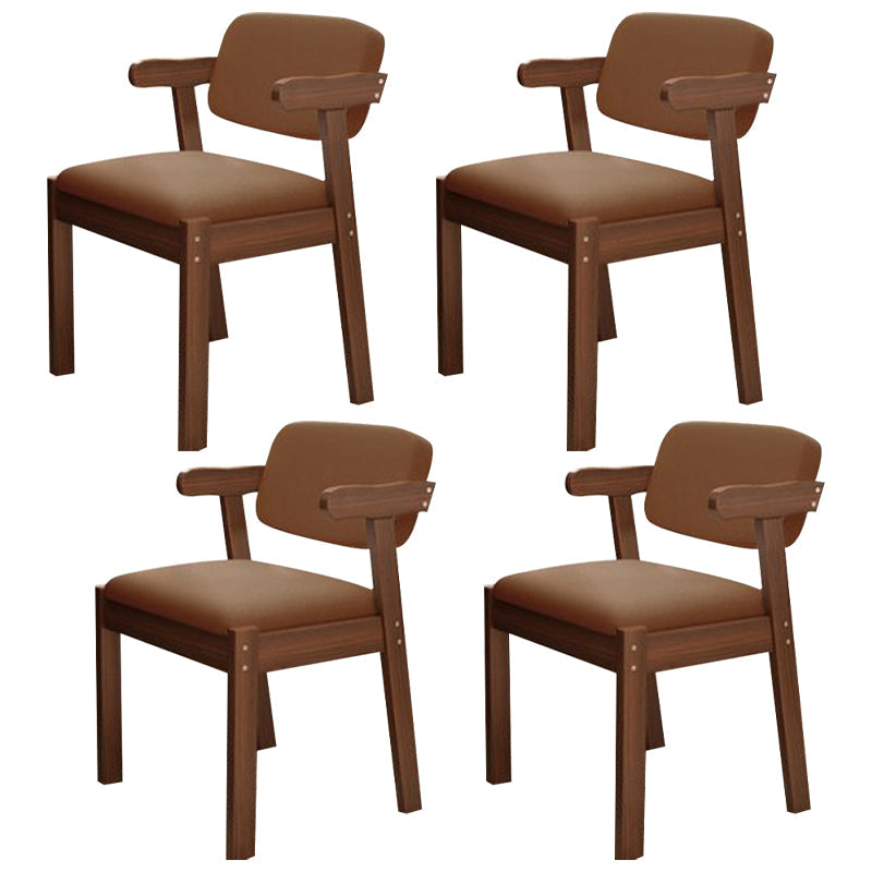 Scandinavian Home Arm Chair Open Back Wood Upholstered Dining Room Chair Coffee 4 Piece Set Walnut Clearhalo ' kitchen&dining_furn' 'Dining Chairs' 'Dining Tables & Seating' 'dining_chair' 'furn' 'furn_dining_chair' 'Furniture' 'furniture_dining_chair' 'Kitchen & Dining Furniture' 'kitchen' 3621421