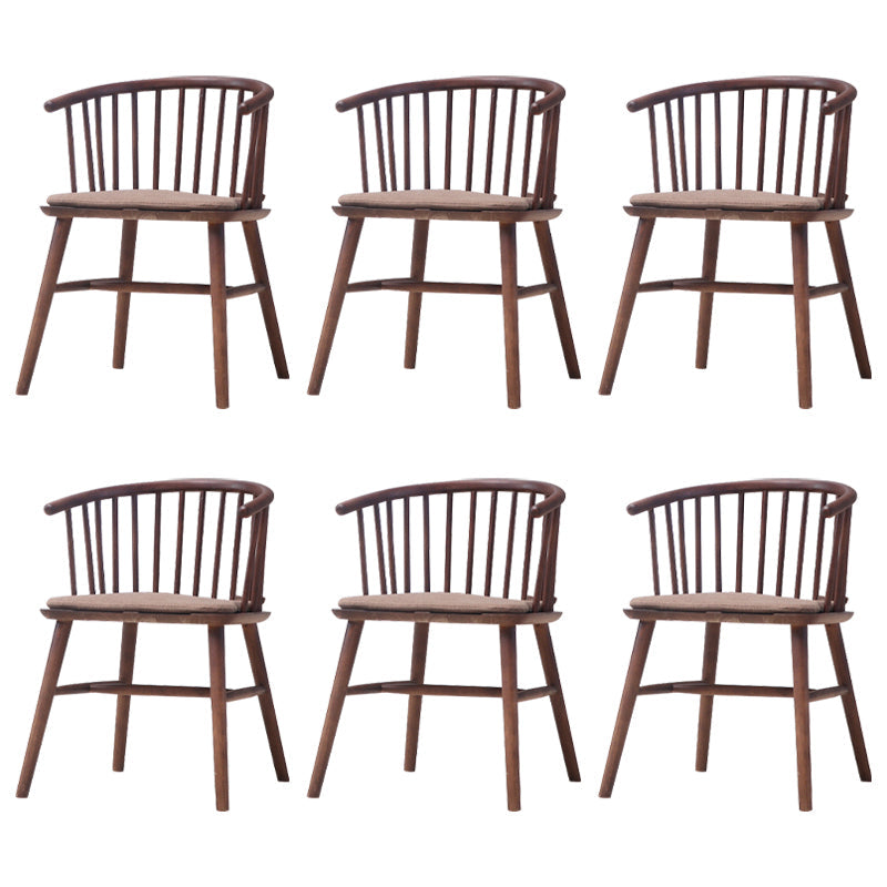 Wooden Dining Side Chairs Industrial Style 19'' Wide Windsor Back Side Chair Grey 6 Piece Set Walnut Clearhalo ' kitchen&dining_furn' 'Dining Chairs' 'Dining Tables & Seating' 'dining_chair' 'furn' 'furn_dining_chair' 'Furniture' 'furniture_dining_chair' 'Kitchen & Dining Furniture' 'kitchen' 3621440
