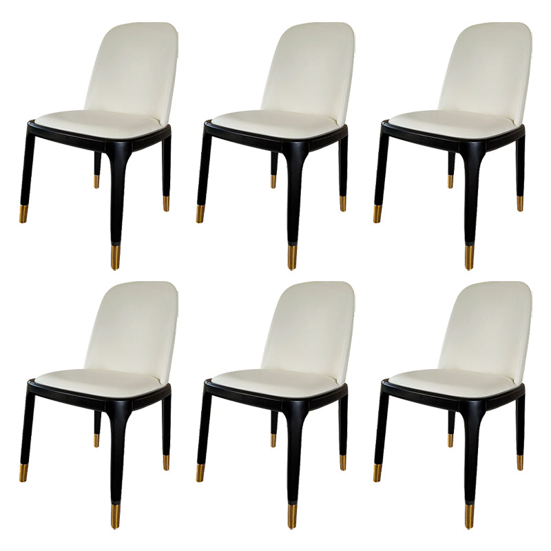Industrial Style Solid Wood Dining Side Chair Leather Side Chair for Dining Room Off-White 6 Piece Set Clearhalo ' kitchen&dining_furn' 'Dining Chairs' 'Dining Tables & Seating' 'dining_chair' 'furn' 'furn_dining_chair' 'Furniture' 'furniture_dining_chair' 'Kitchen & Dining Furniture' 'kitchen' 3621489