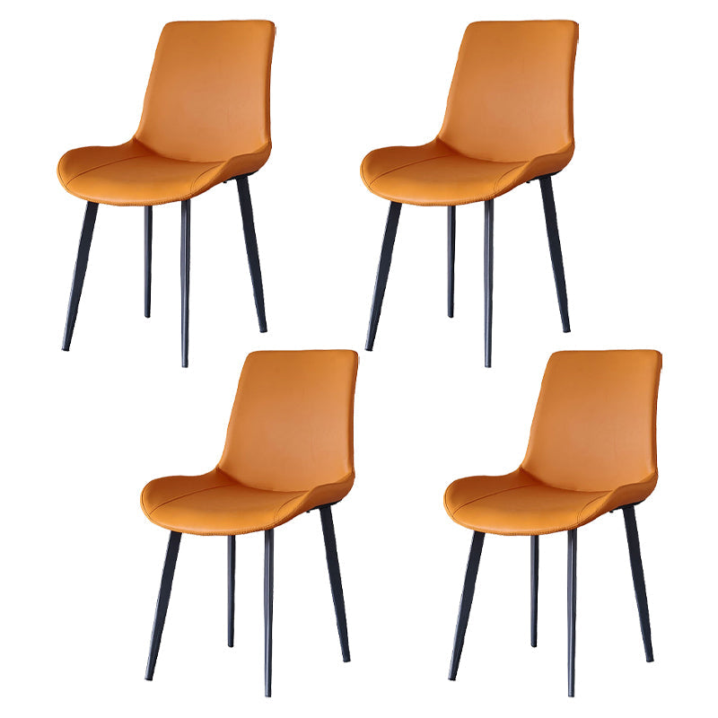 Contemporary Chairs High-density Sponge Cushion Parsons Side Chair for Kitchen Orange 4 Piece Set Clearhalo ' kitchen&dining_furn' 'Dining Chairs' 'Dining Tables & Seating' 'dining_chair' 'furn' 'furn_dining_chair' 'Furniture' 'furniture_dining_chair' 'Kitchen & Dining Furniture' 'kitchen' 3621494