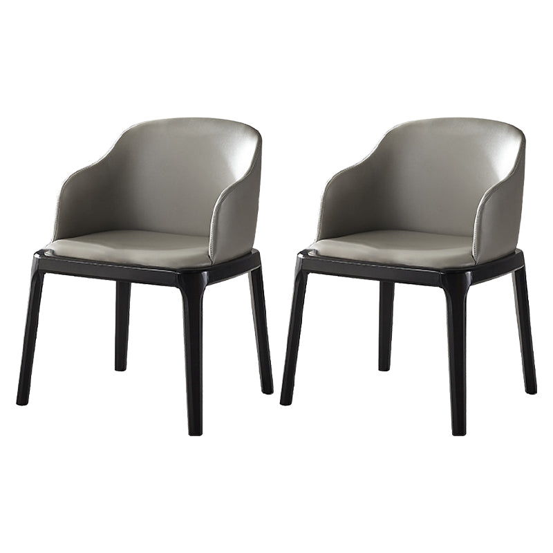 Contemporary Square Leather Chair with Wooden Legs Dining Side Arm Chair for Kitchen Grey 2 Piece Set Clearhalo ' kitchen&dining_furn' 'Dining Chairs' 'Dining Tables & Seating' 'dining_chair' 'furn' 'furn_dining_chair' 'Furniture' 'furniture_dining_chair' 'Kitchen & Dining Furniture' 'kitchen' 3621522
