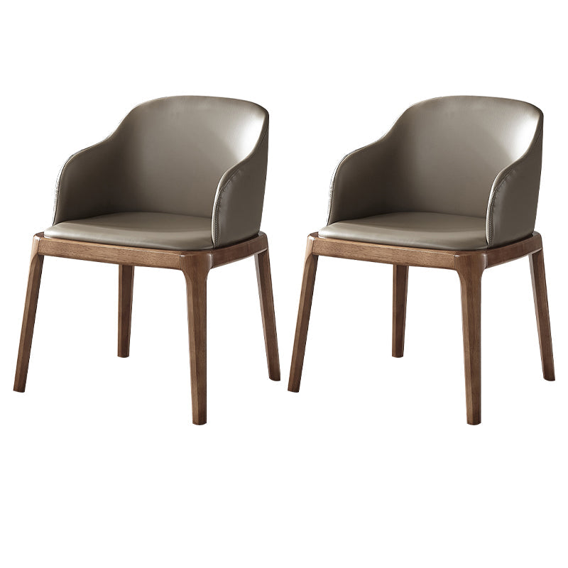 Contemporary Square Leather Chair with Wooden Legs Dining Side Arm Chair for Kitchen Khaki 2 Piece Set Clearhalo ' kitchen&dining_furn' 'Dining Chairs' 'Dining Tables & Seating' 'dining_chair' 'furn' 'furn_dining_chair' 'Furniture' 'furniture_dining_chair' 'Kitchen & Dining Furniture' 'kitchen' 3621525