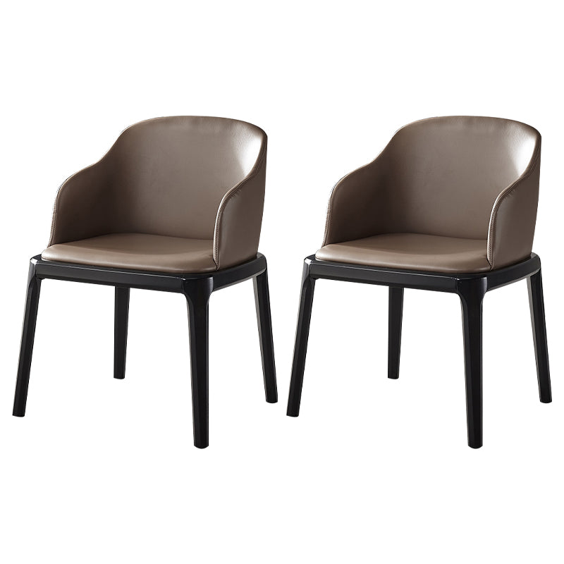 Contemporary Square Leather Chair with Wooden Legs Dining Side Arm Chair for Kitchen Coffee 2 Piece Set Clearhalo ' kitchen&dining_furn' 'Dining Chairs' 'Dining Tables & Seating' 'dining_chair' 'furn' 'furn_dining_chair' 'Furniture' 'furniture_dining_chair' 'Kitchen & Dining Furniture' 'kitchen' 3621529