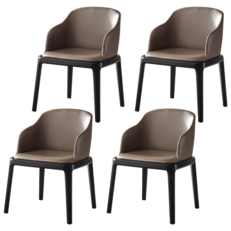 Contemporary Square Leather Chair with Wooden Legs Dining Side Arm Chair for Kitchen Coffee 4 Piece Set Clearhalo ' kitchen&dining_furn' 'Dining Chairs' 'Dining Tables & Seating' 'dining_chair' 'furn' 'furn_dining_chair' 'Furniture' 'furniture_dining_chair' 'Kitchen & Dining Furniture' 'kitchen' 3621531