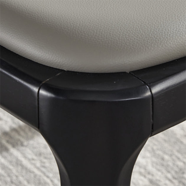 Contemporary Square Leather Chair with Wooden Legs Dining Side Arm Chair for Kitchen Clearhalo ' kitchen&dining_furn' 'Dining Chairs' 'Dining Tables & Seating' 'dining_chair' 'furn' 'furn_dining_chair' 'Furniture' 'furniture_dining_chair' 'Kitchen & Dining Furniture' 'kitchen' 3621534