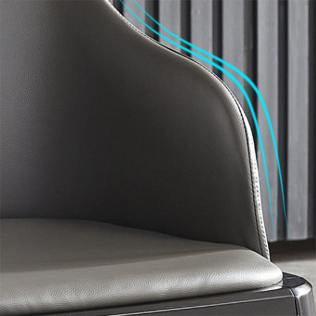 Contemporary Square Leather Chair with Wooden Legs Dining Side Arm Chair for Kitchen Clearhalo ' kitchen&dining_furn' 'Dining Chairs' 'Dining Tables & Seating' 'dining_chair' 'furn' 'furn_dining_chair' 'Furniture' 'furniture_dining_chair' 'Kitchen & Dining Furniture' 'kitchen' 3621536