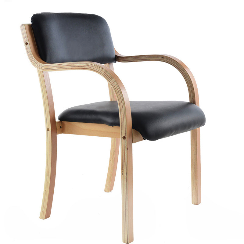 Home Scandinavian Arm Chair Open Back Wood Upholstered Dining Room Chair Black 1 Piece Clearhalo ' kitchen&dining_furn' 'Dining Chairs' 'Dining Tables & Seating' 'dining_chair' 'furn' 'furn_dining_chair' 'Furniture' 'furniture_dining_chair' 'Kitchen & Dining Furniture' 'kitchen' 3621540