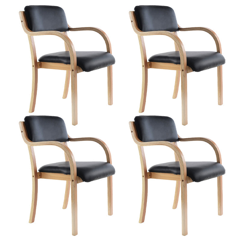 Home Scandinavian Arm Chair Open Back Wood Upholstered Dining Room Chair Black 4 Piece Set Clearhalo ' kitchen&dining_furn' 'Dining Chairs' 'Dining Tables & Seating' 'dining_chair' 'furn' 'furn_dining_chair' 'Furniture' 'furniture_dining_chair' 'Kitchen & Dining Furniture' 'kitchen' 3621544
