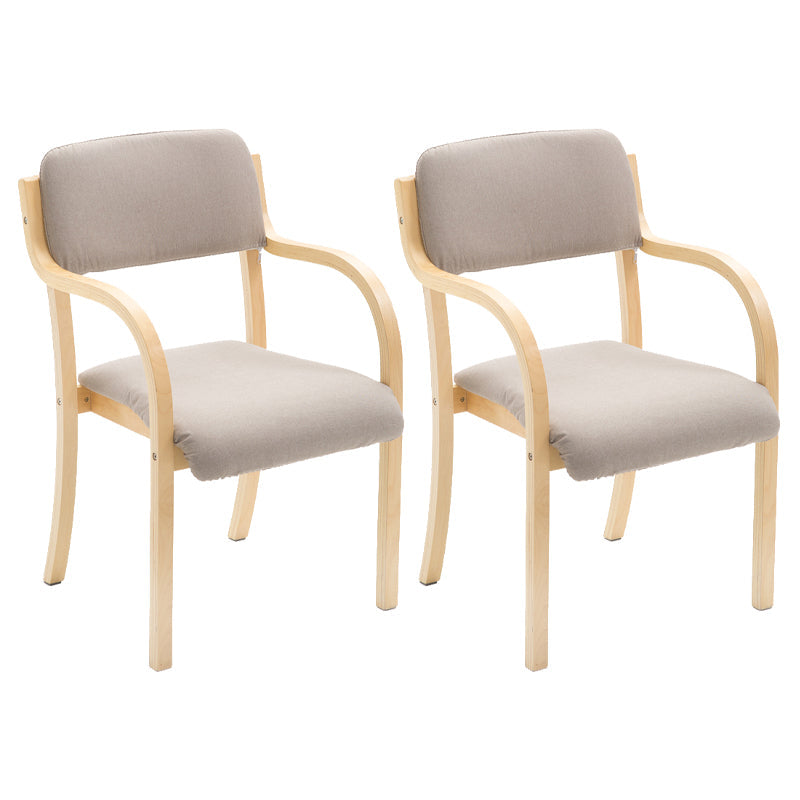 Home Scandinavian Arm Chair Open Back Wood Upholstered Dining Room Chair Light Gray 2 Piece Set Clearhalo ' kitchen&dining_furn' 'Dining Chairs' 'Dining Tables & Seating' 'dining_chair' 'furn' 'furn_dining_chair' 'Furniture' 'furniture_dining_chair' 'Kitchen & Dining Furniture' 'kitchen' 3621548