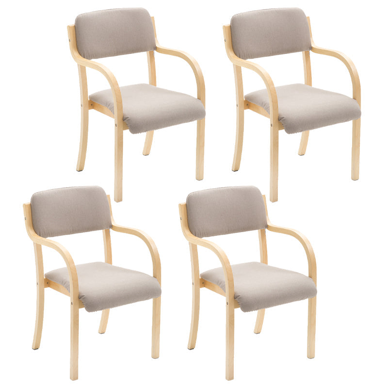 Home Scandinavian Arm Chair Open Back Wood Upholstered Dining Room Chair Light Gray 4 Piece Set Clearhalo ' kitchen&dining_furn' 'Dining Chairs' 'Dining Tables & Seating' 'dining_chair' 'furn' 'furn_dining_chair' 'Furniture' 'furniture_dining_chair' 'Kitchen & Dining Furniture' 'kitchen' 3621550