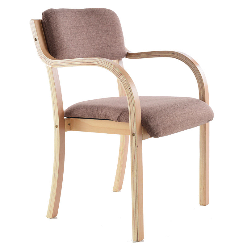 Home Scandinavian Arm Chair Open Back Wood Upholstered Dining Room Chair Brown 1 Piece Clearhalo ' kitchen&dining_furn' 'Dining Chairs' 'Dining Tables & Seating' 'dining_chair' 'furn' 'furn_dining_chair' 'Furniture' 'furniture_dining_chair' 'Kitchen & Dining Furniture' 'kitchen' 3621563