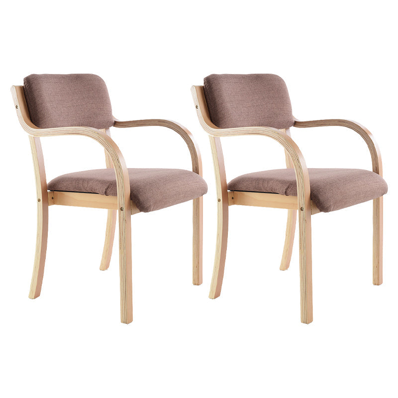 Home Scandinavian Arm Chair Open Back Wood Upholstered Dining Room Chair Brown 2 Piece Set Clearhalo ' kitchen&dining_furn' 'Dining Chairs' 'Dining Tables & Seating' 'dining_chair' 'furn' 'furn_dining_chair' 'Furniture' 'furniture_dining_chair' 'Kitchen & Dining Furniture' 'kitchen' 3621564