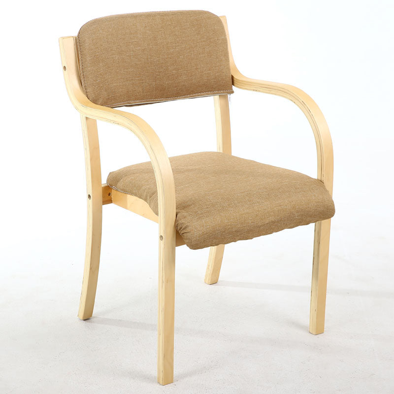 Home Scandinavian Arm Chair Open Back Wood Upholstered Dining Room Chair Khaki 1 Piece Clearhalo ' kitchen&dining_furn' 'Dining Chairs' 'Dining Tables & Seating' 'dining_chair' 'furn' 'furn_dining_chair' 'Furniture' 'furniture_dining_chair' 'Kitchen & Dining Furniture' 'kitchen' 3621572