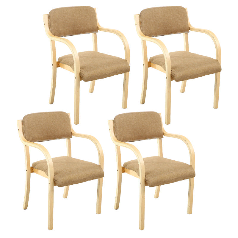 Home Scandinavian Arm Chair Open Back Wood Upholstered Dining Room Chair Khaki 4 Piece Set Clearhalo ' kitchen&dining_furn' 'Dining Chairs' 'Dining Tables & Seating' 'dining_chair' 'furn' 'furn_dining_chair' 'Furniture' 'furniture_dining_chair' 'Kitchen & Dining Furniture' 'kitchen' 3621574