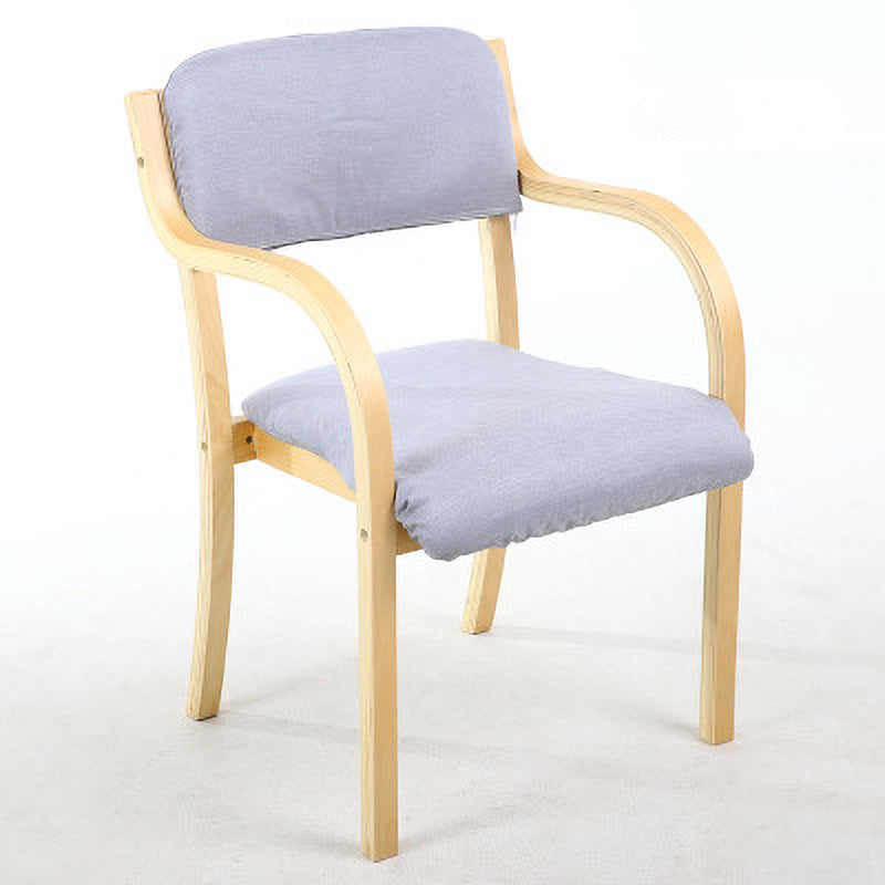 Home Scandinavian Arm Chair Open Back Wood Upholstered Dining Room Chair Smoke Gray 1 Piece Clearhalo ' kitchen&dining_furn' 'Dining Chairs' 'Dining Tables & Seating' 'dining_chair' 'furn' 'furn_dining_chair' 'Furniture' 'furniture_dining_chair' 'Kitchen & Dining Furniture' 'kitchen' 3621575