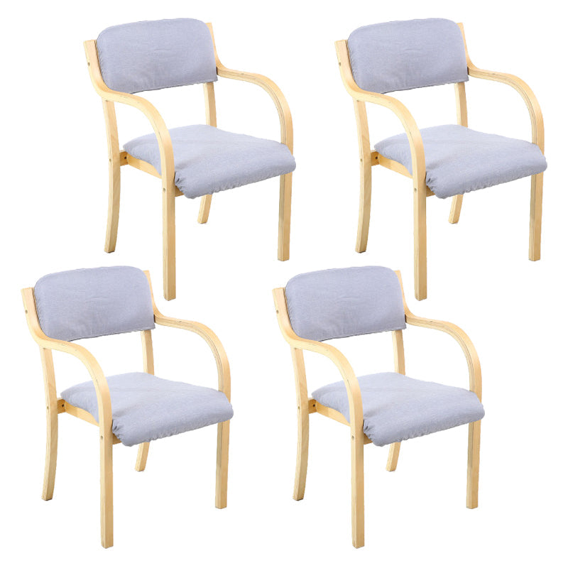 Home Scandinavian Arm Chair Open Back Wood Upholstered Dining Room Chair Smoke Gray 4 Piece Set Clearhalo ' kitchen&dining_furn' 'Dining Chairs' 'Dining Tables & Seating' 'dining_chair' 'furn' 'furn_dining_chair' 'Furniture' 'furniture_dining_chair' 'Kitchen & Dining Furniture' 'kitchen' 3621577