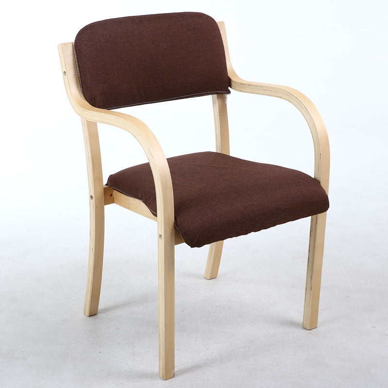 Home Scandinavian Arm Chair Open Back Wood Upholstered Dining Room Chair Dark Coffee 1 Piece Clearhalo ' kitchen&dining_furn' 'Dining Chairs' 'Dining Tables & Seating' 'dining_chair' 'furn' 'furn_dining_chair' 'Furniture' 'furniture_dining_chair' 'Kitchen & Dining Furniture' 'kitchen' 3621581