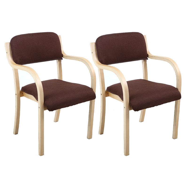 Home Scandinavian Arm Chair Open Back Wood Upholstered Dining Room Chair Dark Coffee 2 Piece Set Clearhalo ' kitchen&dining_furn' 'Dining Chairs' 'Dining Tables & Seating' 'dining_chair' 'furn' 'furn_dining_chair' 'Furniture' 'furniture_dining_chair' 'Kitchen & Dining Furniture' 'kitchen' 3621582
