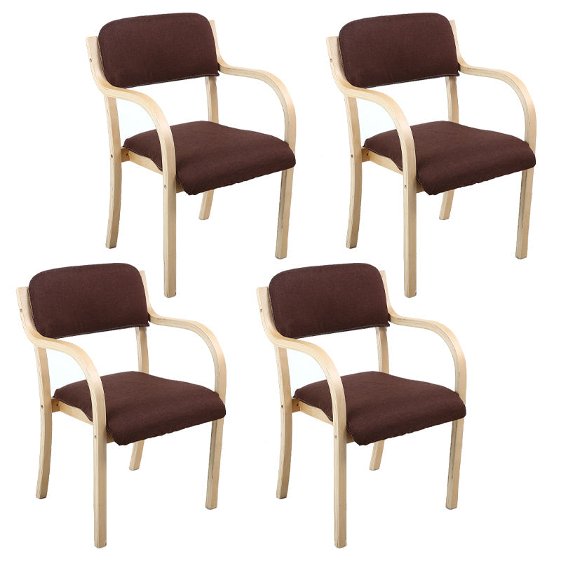 Home Scandinavian Arm Chair Open Back Wood Upholstered Dining Room Chair Dark Coffee 4 Piece Set Clearhalo ' kitchen&dining_furn' 'Dining Chairs' 'Dining Tables & Seating' 'dining_chair' 'furn' 'furn_dining_chair' 'Furniture' 'furniture_dining_chair' 'Kitchen & Dining Furniture' 'kitchen' 3621583