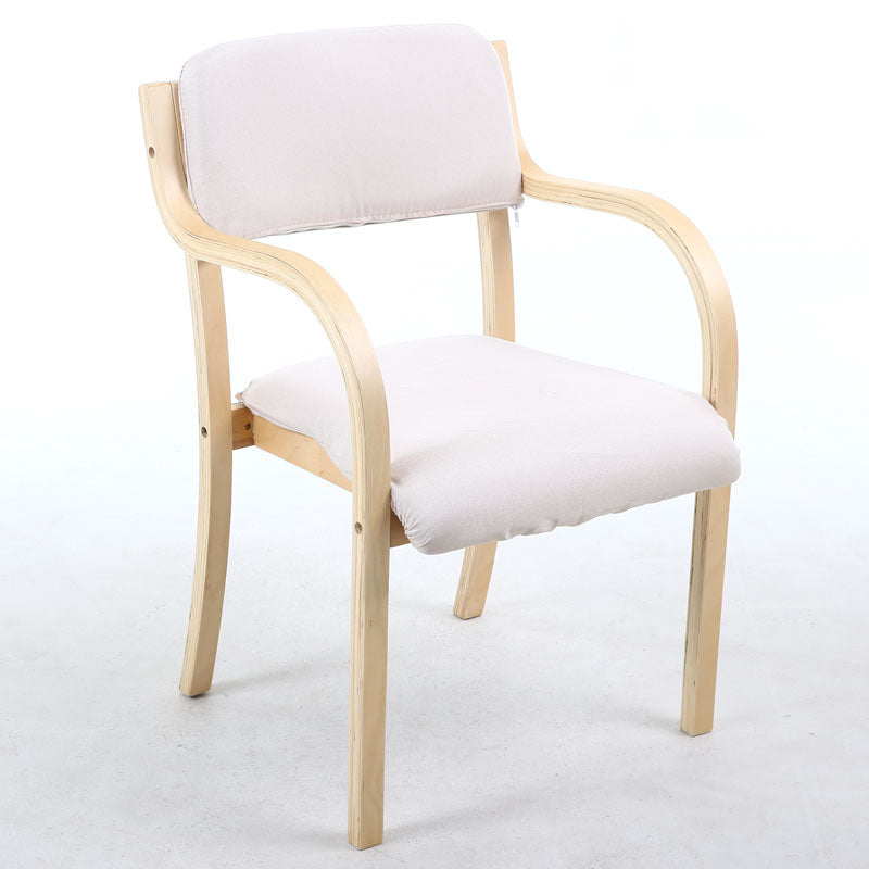 Home Scandinavian Arm Chair Open Back Wood Upholstered Dining Room Chair Off-White 1 Piece Clearhalo ' kitchen&dining_furn' 'Dining Chairs' 'Dining Tables & Seating' 'dining_chair' 'furn' 'furn_dining_chair' 'Furniture' 'furniture_dining_chair' 'Kitchen & Dining Furniture' 'kitchen' 3621587
