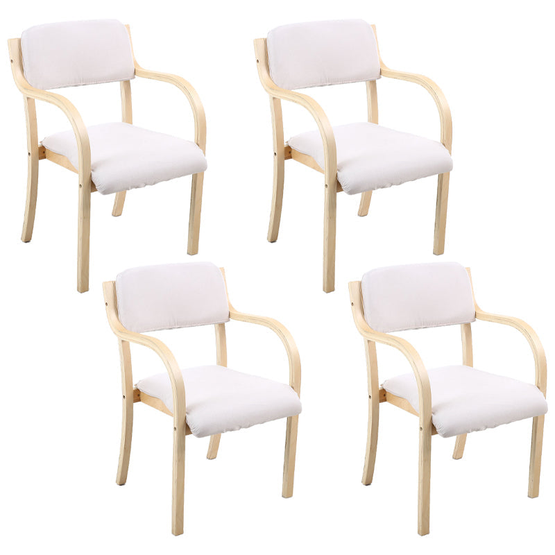 Home Scandinavian Arm Chair Open Back Wood Upholstered Dining Room Chair Off-White 4 Piece Set Clearhalo ' kitchen&dining_furn' 'Dining Chairs' 'Dining Tables & Seating' 'dining_chair' 'furn' 'furn_dining_chair' 'Furniture' 'furniture_dining_chair' 'Kitchen & Dining Furniture' 'kitchen' 3621589