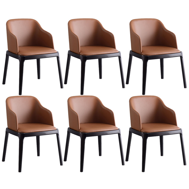 Glam Scandinavian Ash Wood Chairs Solid Back Arm Kitchen Dining Chair Set Coffee 6 Piece Set Clearhalo ' kitchen&dining_furn' 'Dining Chairs' 'Dining Tables & Seating' 'dining_chair' 'furn' 'furn_dining_chair' 'Furniture' 'furniture_dining_chair' 'Kitchen & Dining Furniture' 'kitchen' 3621606