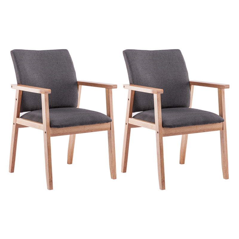 Scandinavian Rubberwood Solid Back Arm Chair Wood Dining Chair for Home Dark Gray 2 Piece Set Natural Wood Clearhalo ' kitchen&dining_furn' 'Dining Chairs' 'Dining Tables & Seating' 'dining_chair' 'furn' 'furn_dining_chair' 'Furniture' 'furniture_dining_chair' 'Kitchen & Dining Furniture' 'kitchen' 3621634