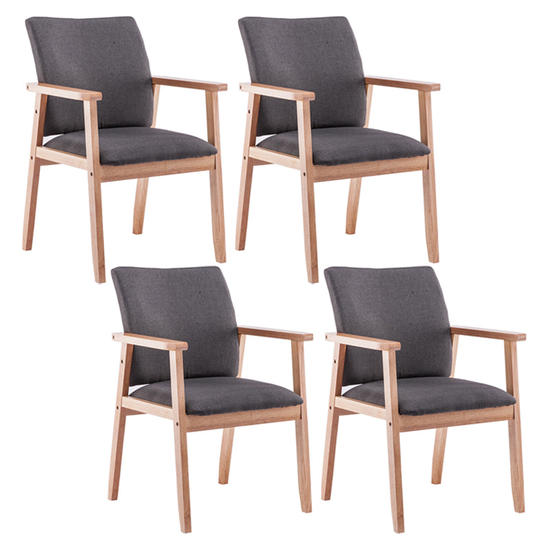 Scandinavian Rubberwood Solid Back Arm Chair Wood Dining Chair for Home Dark Gray 4 Piece Set Natural Wood Clearhalo ' kitchen&dining_furn' 'Dining Chairs' 'Dining Tables & Seating' 'dining_chair' 'furn' 'furn_dining_chair' 'Furniture' 'furniture_dining_chair' 'Kitchen & Dining Furniture' 'kitchen' 3621636