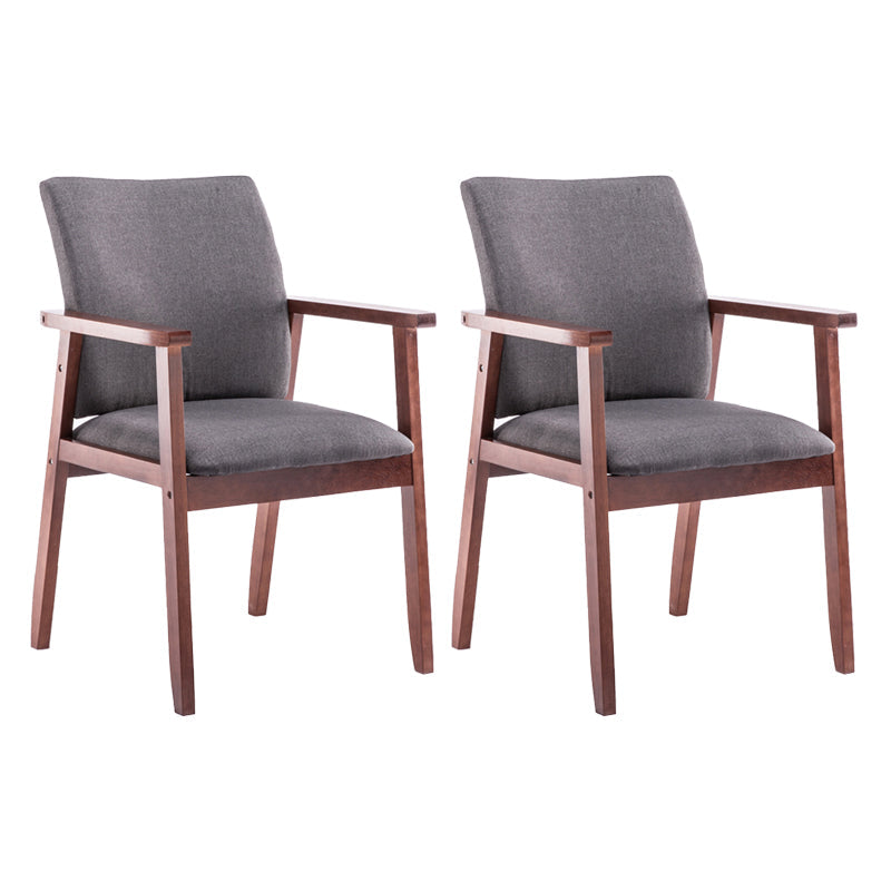 Scandinavian Rubberwood Solid Back Arm Chair Wood Dining Chair for Home Dark Gray 2 Piece Set Walnut Clearhalo ' kitchen&dining_furn' 'Dining Chairs' 'Dining Tables & Seating' 'dining_chair' 'furn' 'furn_dining_chair' 'Furniture' 'furniture_dining_chair' 'Kitchen & Dining Furniture' 'kitchen' 3621639