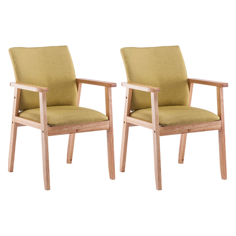 Scandinavian Rubberwood Solid Back Arm Chair Wood Dining Chair for Home Green 2 Piece Set Natural Wood Clearhalo ' kitchen&dining_furn' 'Dining Chairs' 'Dining Tables & Seating' 'dining_chair' 'furn' 'furn_dining_chair' 'Furniture' 'furniture_dining_chair' 'Kitchen & Dining Furniture' 'kitchen' 3621645