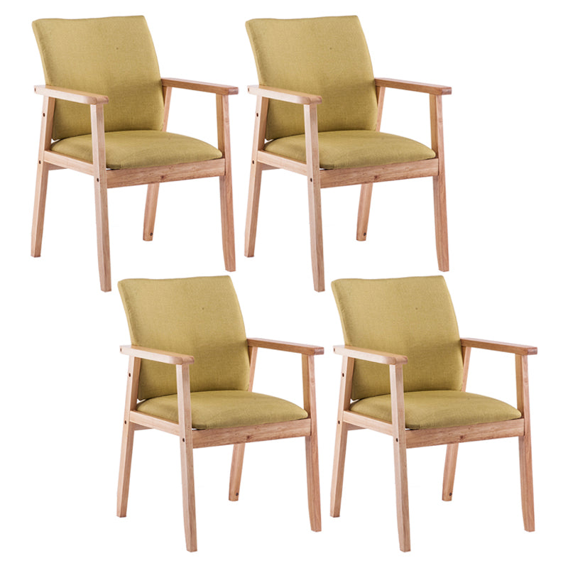Scandinavian Rubberwood Solid Back Arm Chair Wood Dining Chair for Home Green 4 Piece Set Natural Wood Clearhalo ' kitchen&dining_furn' 'Dining Chairs' 'Dining Tables & Seating' 'dining_chair' 'furn' 'furn_dining_chair' 'Furniture' 'furniture_dining_chair' 'Kitchen & Dining Furniture' 'kitchen' 3621648